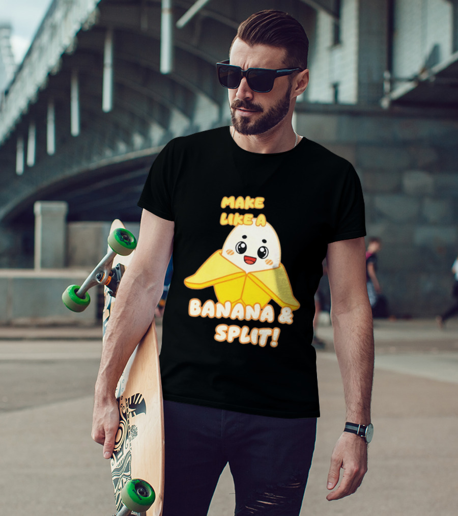 LankyBox Banany Make Like A Banana And Split Cute Cartoon T-Shirt