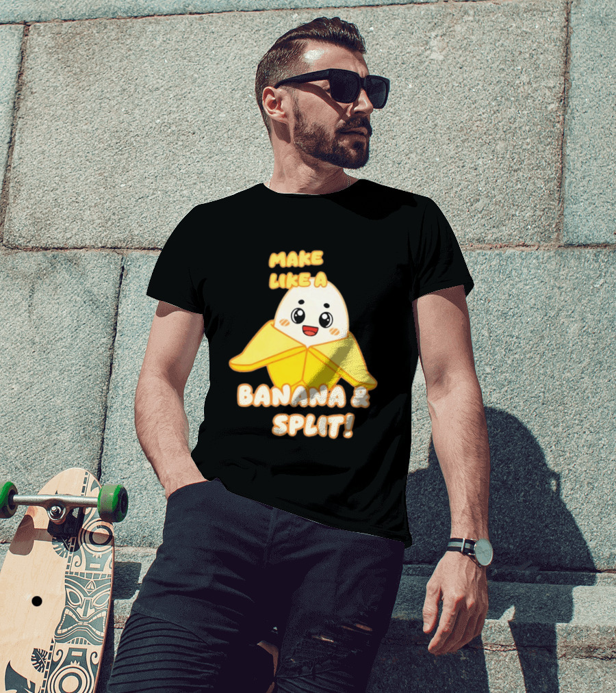 LankyBox Banany Make Like A Banana And Split Cute Cartoon T-Shirt