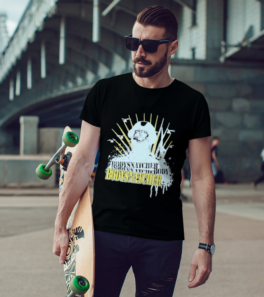 Bodysnatcher Helicopter Pilot Silhouette Sunburst T-Shirt