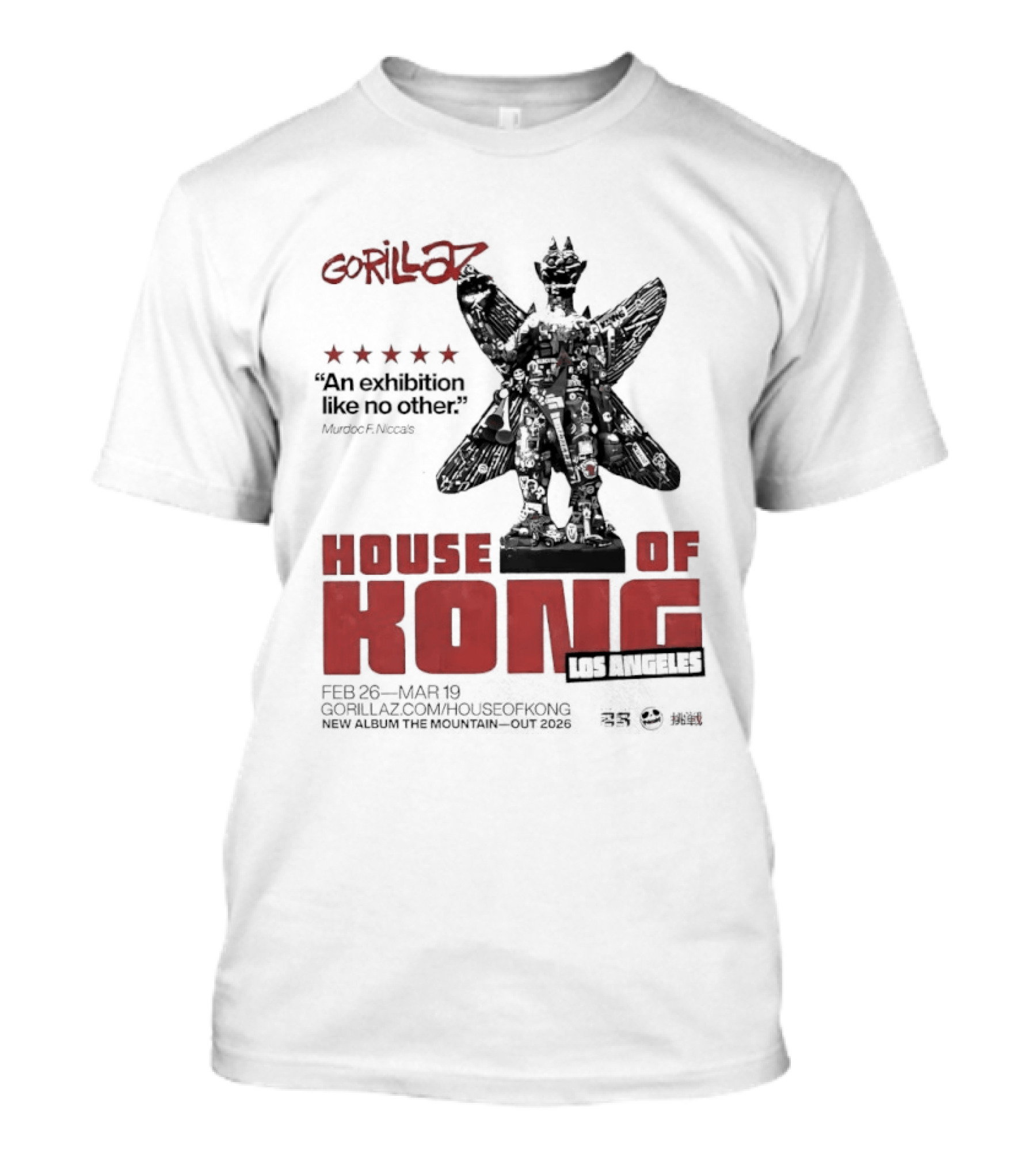 Gorillaz House Of Kong Los Angeles 2026 Feb 26 Mar 19 New Album The Mountain T-Shirt