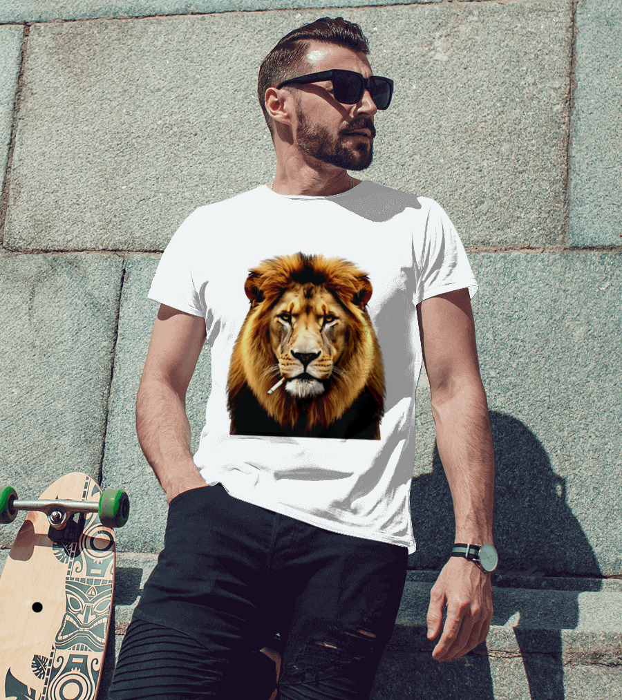 Lion Smoking Cigarette Majestic Wild T-Shirt