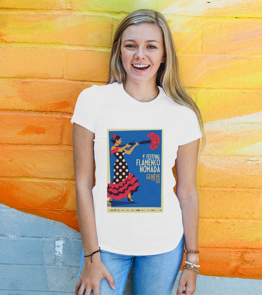 4º Festival Flamenco Nómada Genève 2026 Jan 27 April 26 Flamenco Dancer Polka Dot Dress T-Shirt