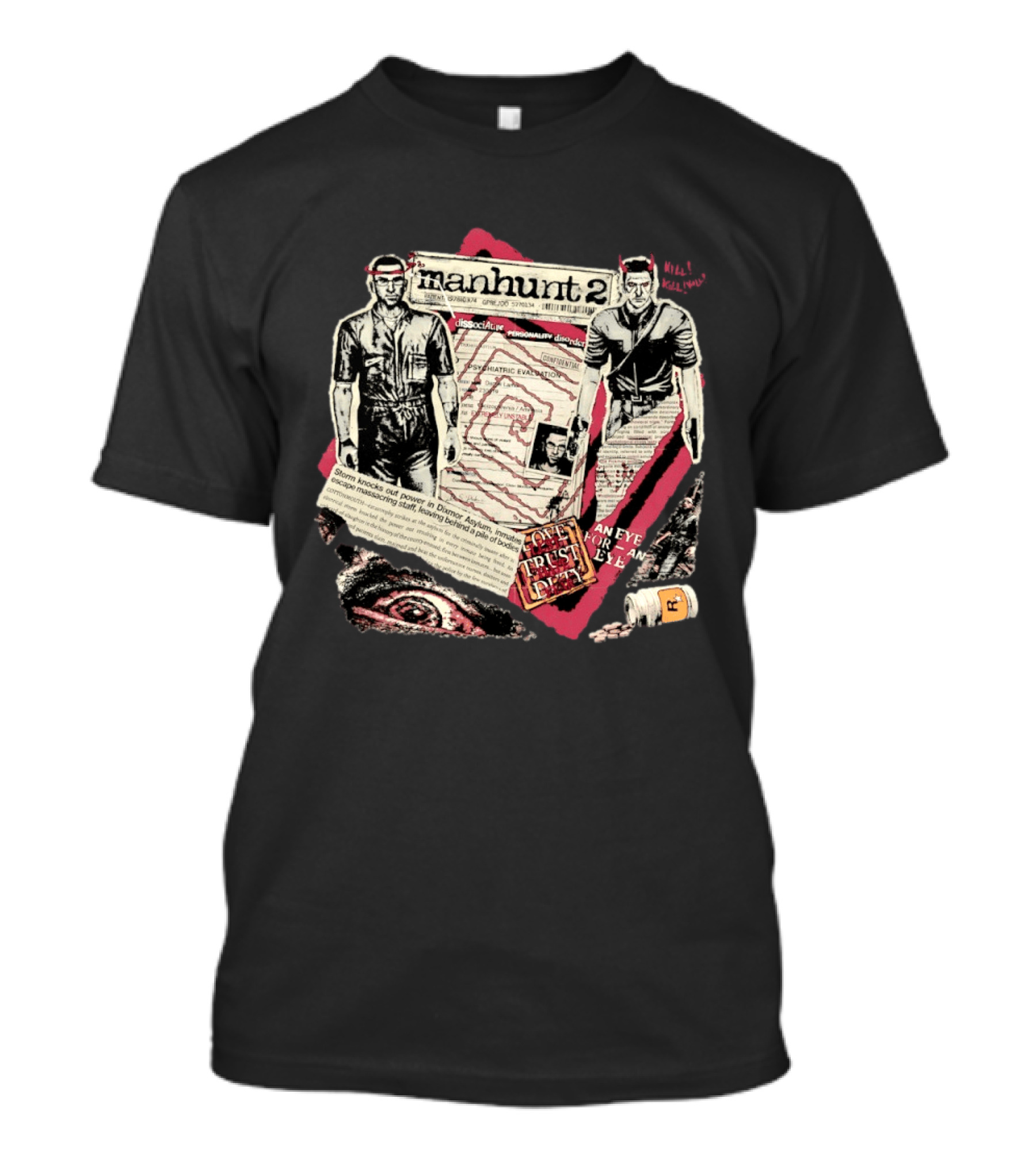 Manhunt 2 Psychiatric Evaluation Trust Cover Fragment Dissociative Identity An Eye For An Eye T-Shirt