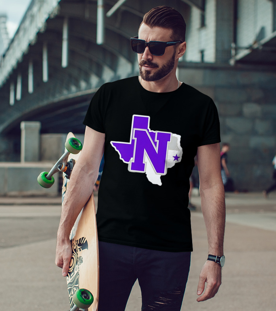 Norton High School Football Texas Map Purple N Star T-Shirt
