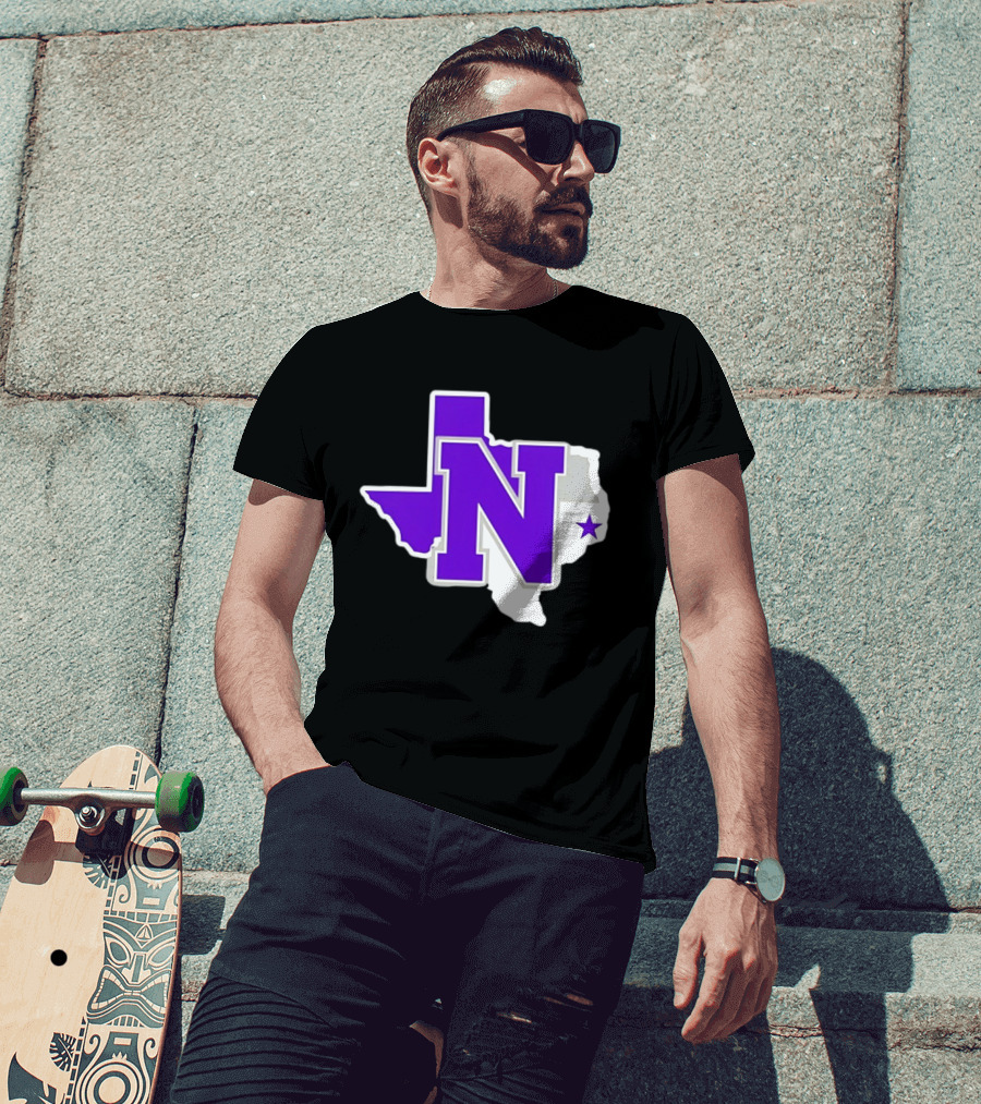 Norton High School Football Texas Map Purple N Star T-Shirt