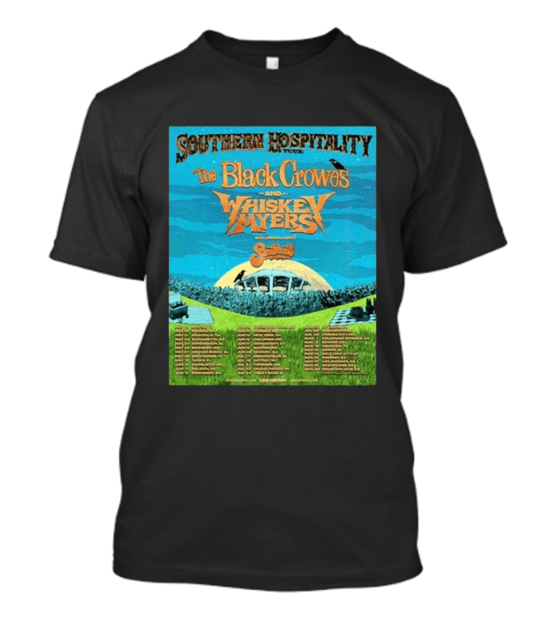 Southern Hospitality Tour 2026 The Black Crowes Whiskey Myers North America Dates T-Shirt