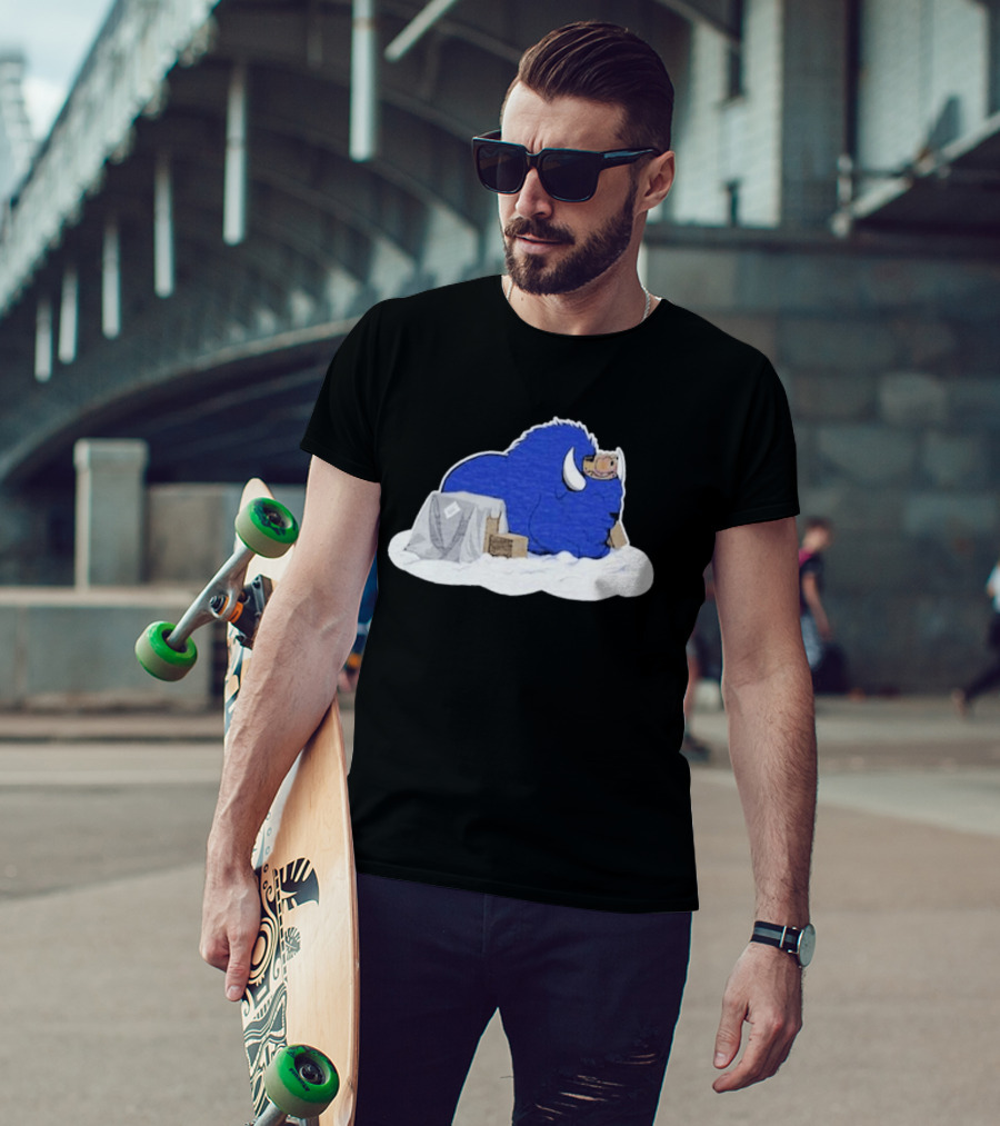 Tom Grossi Frederick The Bison Cozy Snow Scene T-Shirt