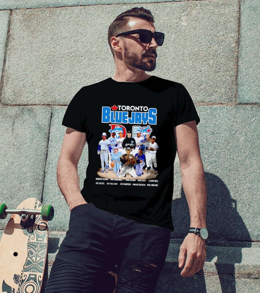 Toronto Blue Jays Alomar Fernandez Olerud Stieb Bell Carter Halladay Bautista Delgado Molitor Signatures MLB Legends T-Shirt