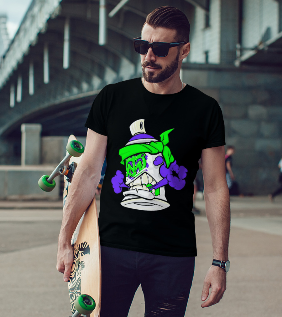 Trey Miguel Graffiti Spray Paint Can Cartoon Bandana T-Shirt