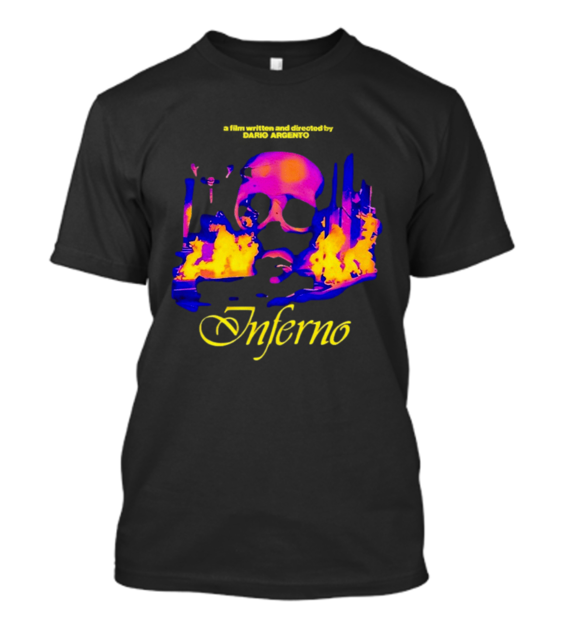 Inferno 80s Horror Skull Flames Psychedelic T-Shirt