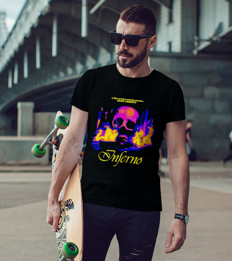 Inferno 80s Horror Skull Flames Psychedelic T-Shirt