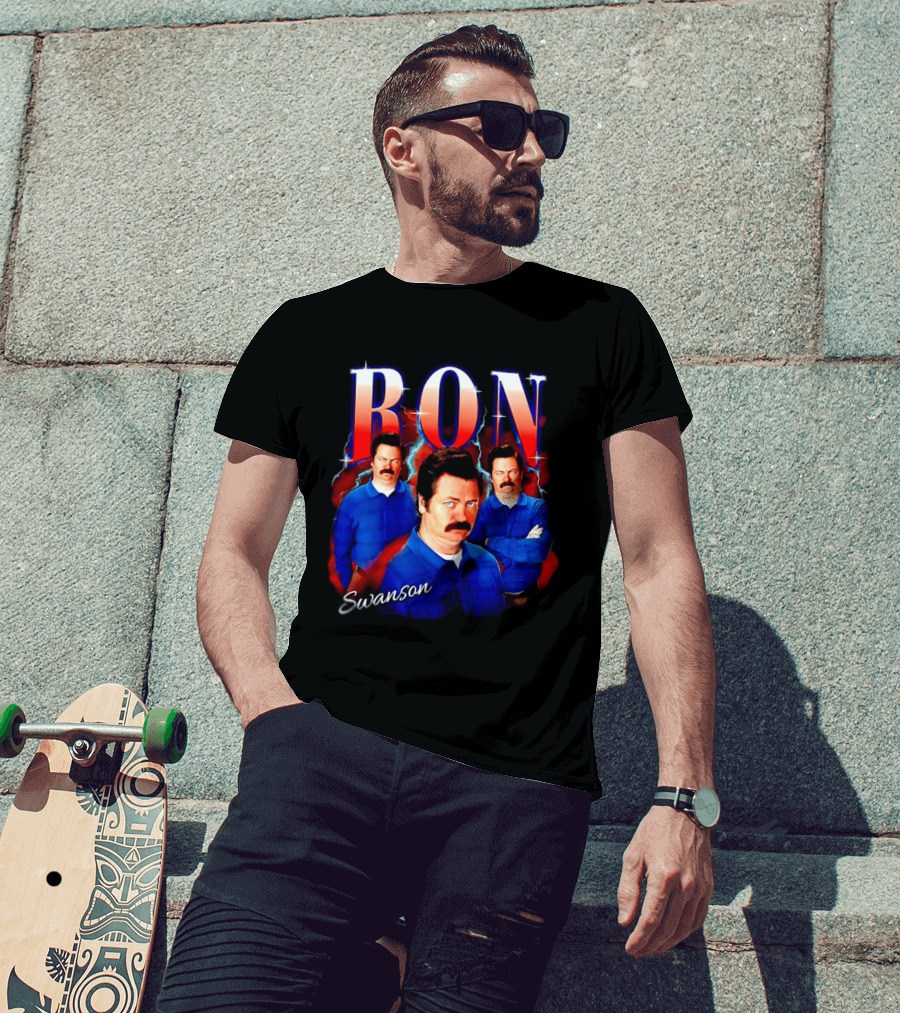 Parks And Recreation Ron Swanson Hearthrob Character Collage T-Shirt
