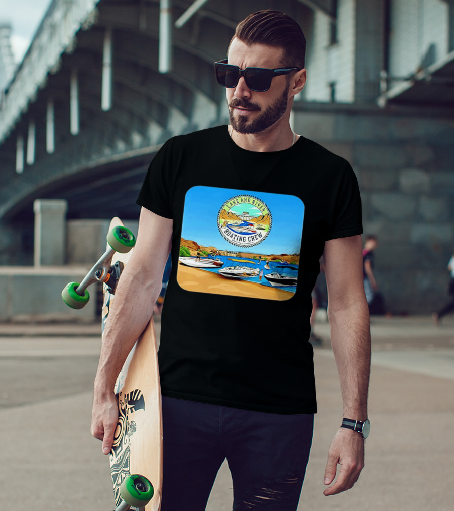 Lake And River Boating Crew With Boats Jet Ski E Foil Adventure Scene T-Shirt