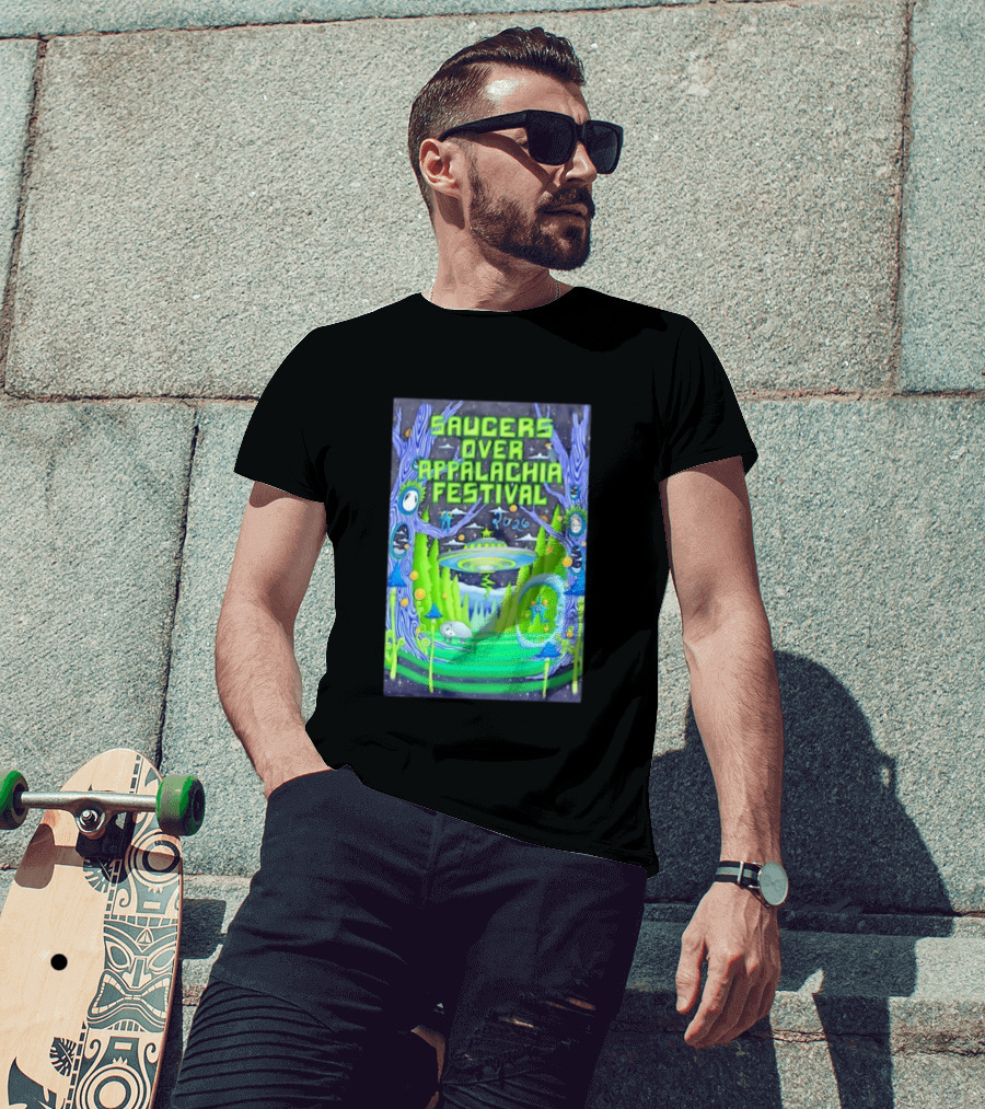 Saucers Over Appalachia Festival 2026 UFO Theme Bristol VA Jun 13 Forest Aliens T-Shirt