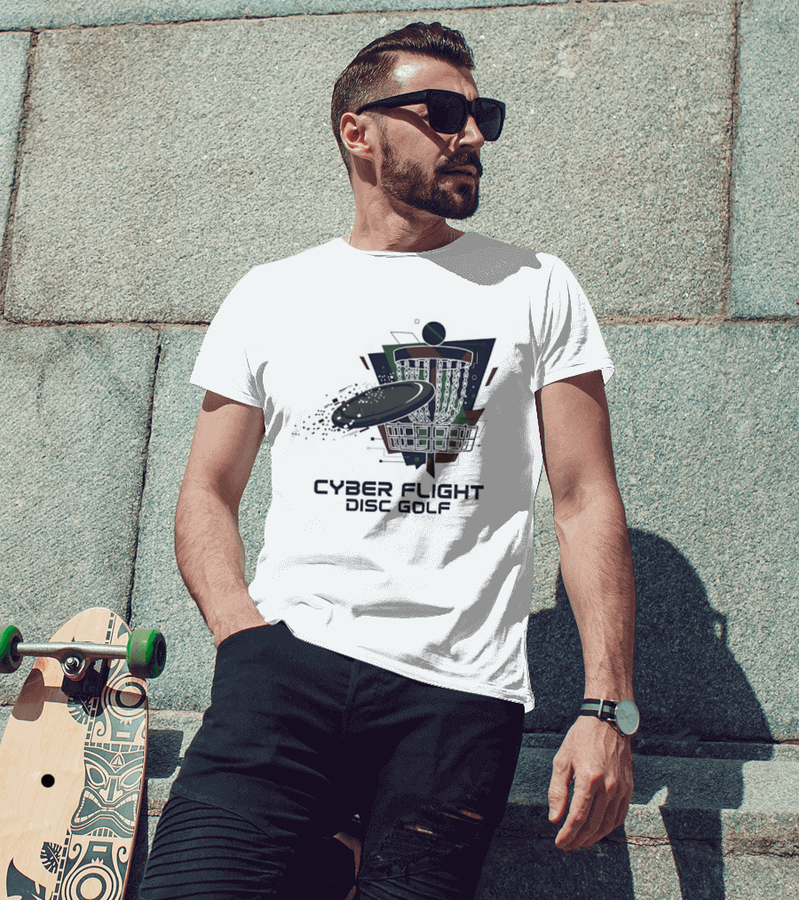 Cyber Flight Disc Golf Futuristic Basket T-Shirt