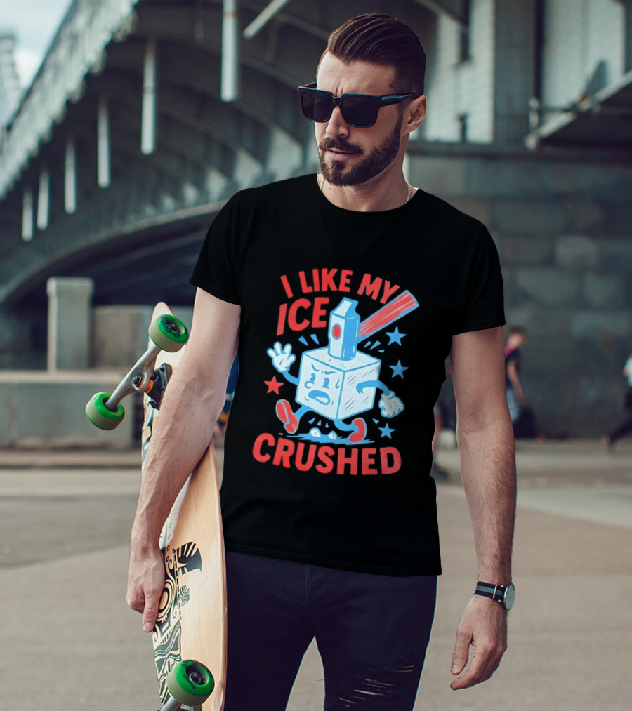 I Like My ICE Crushed Funny Ice Cube Hammer Stars T-Shirt