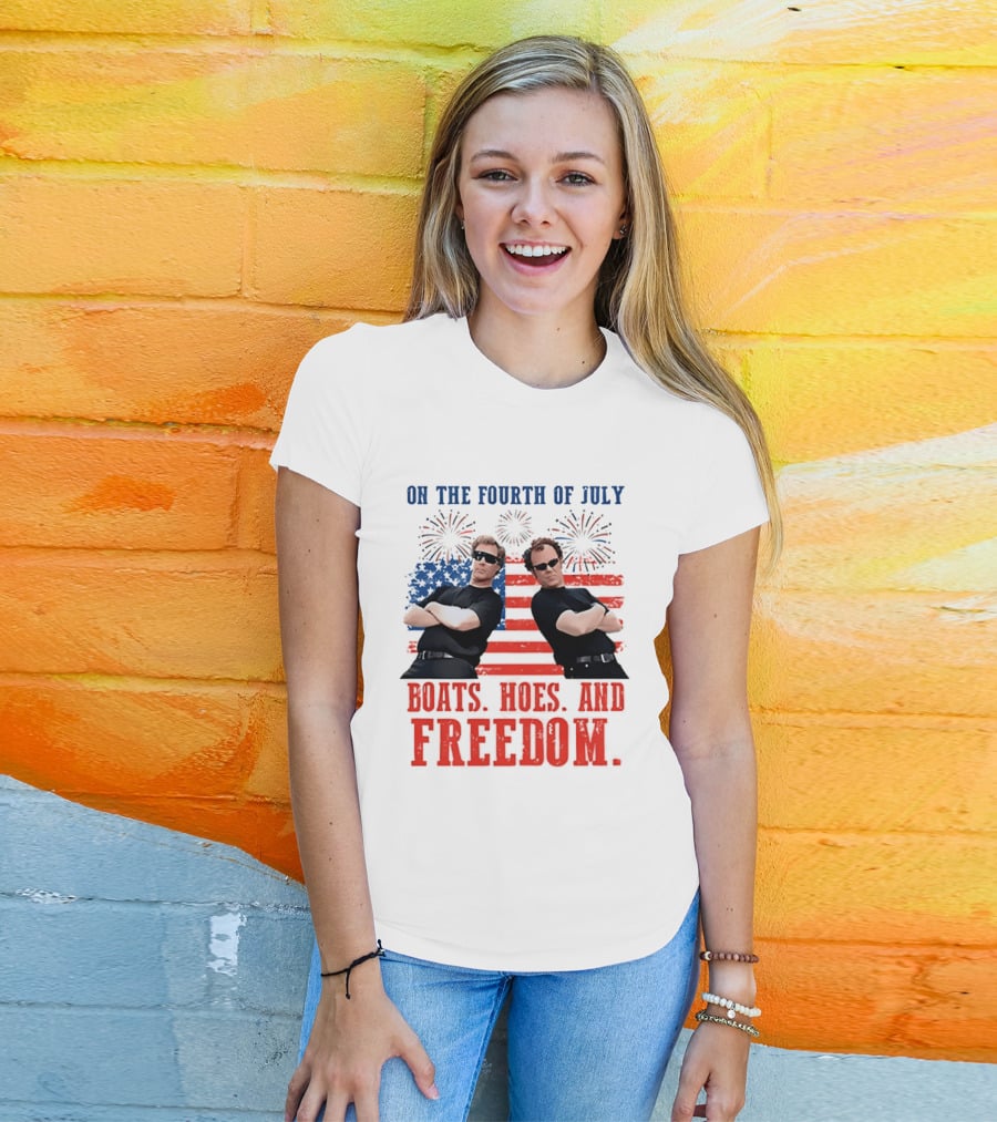 On The Fourth Of July Boats Hoes And Freedom Fireworks Step Brothers T-Shirt