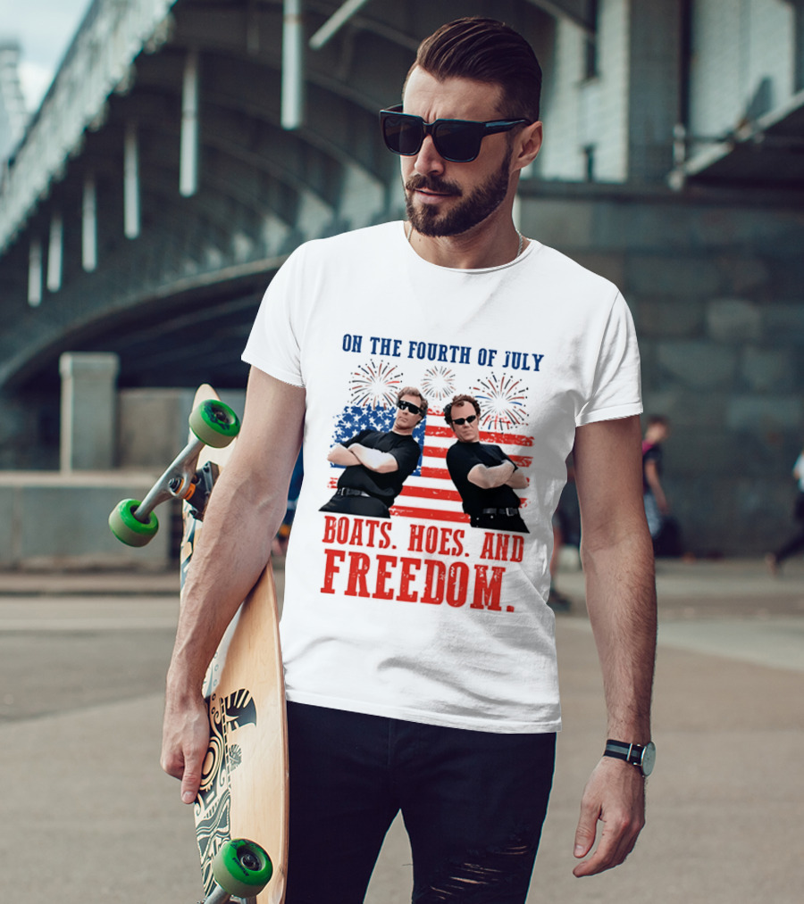 On The Fourth Of July Boats Hoes And Freedom Fireworks Step Brothers T-Shirt