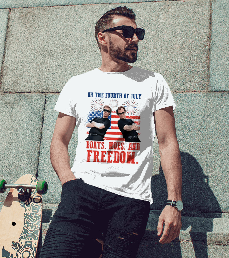 On The Fourth Of July Boats Hoes And Freedom Fireworks Step Brothers T-Shirt