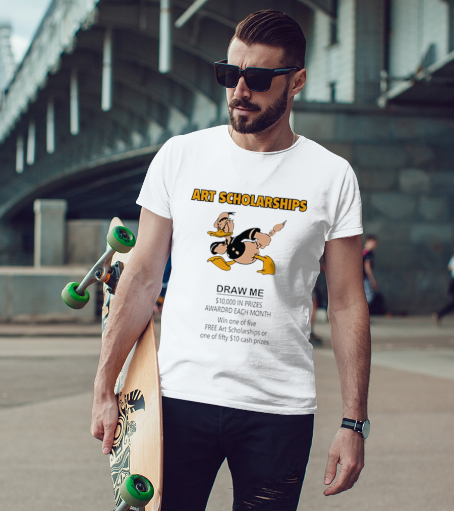 Art Scholarships Draw Me Cartoon Duck $10,000 Prizes Monthly T-Shirt