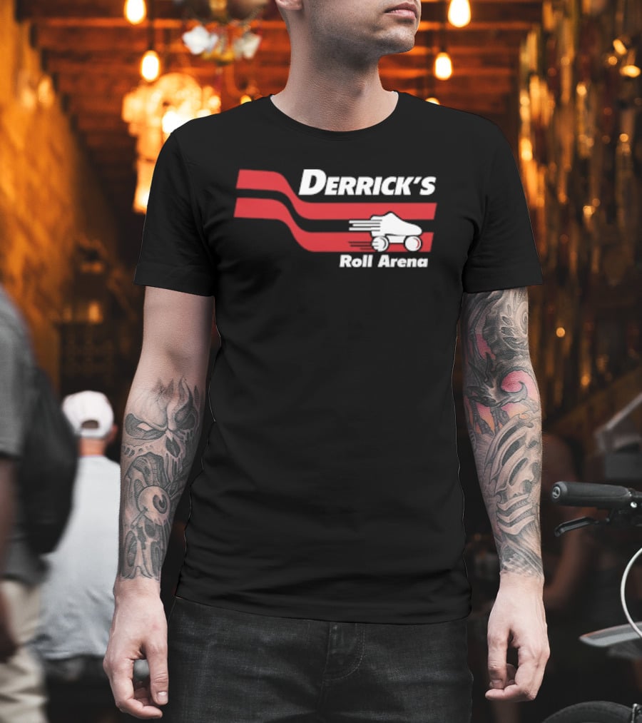 Derrick's Roll Arena Retro Skating Rink Neon Roller Skate T-Shirt