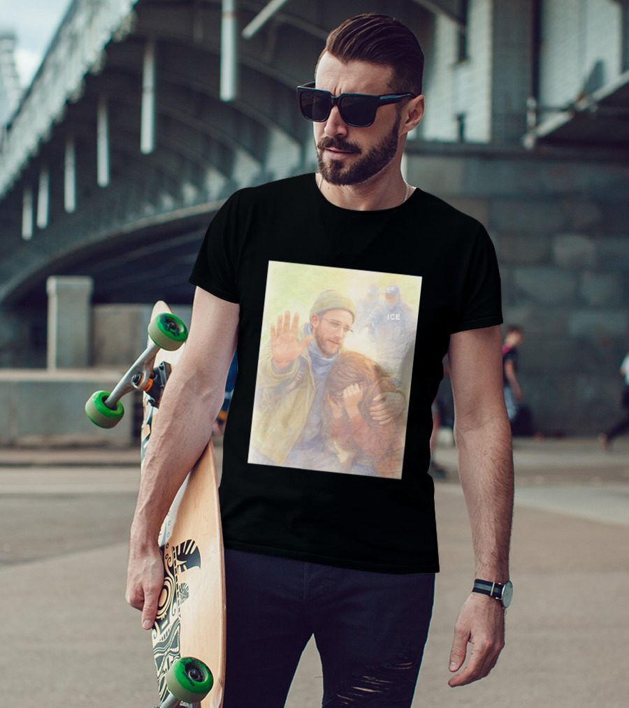 Justice For Alex Pretti Rest In Peace Anti ICE Cross Compassionate Protest T-Shirt