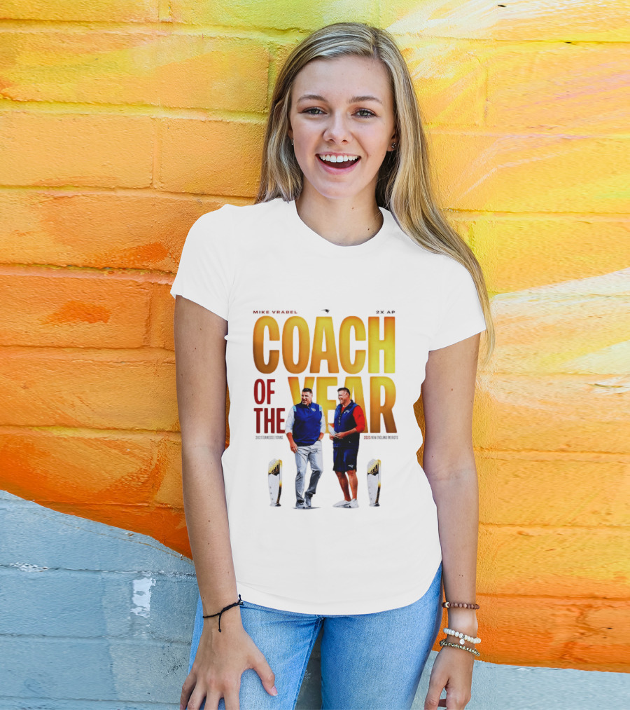 Mike Vrabel Coach Of The Year Highlight With Trophy T-Shirt