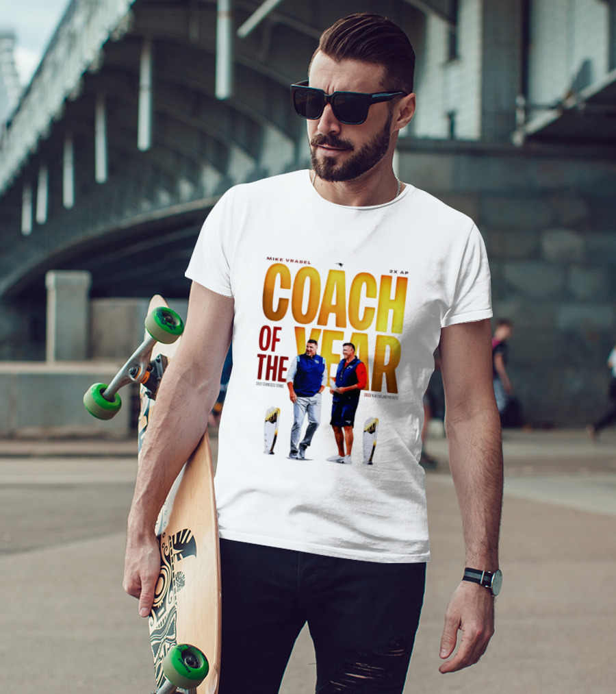 Mike Vrabel Coach Of The Year Highlight With Trophy T-Shirt