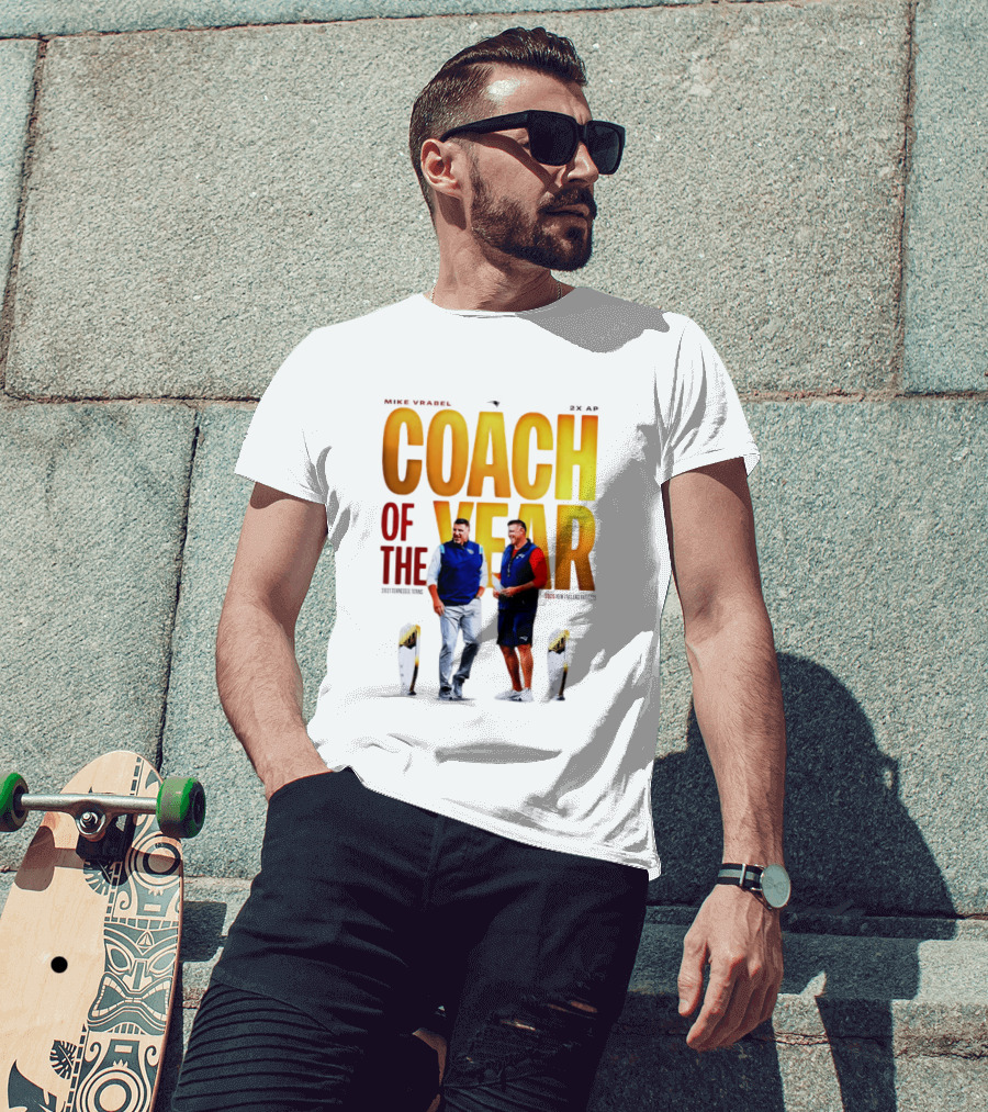 Mike Vrabel Coach Of The Year Highlight With Trophy T-Shirt
