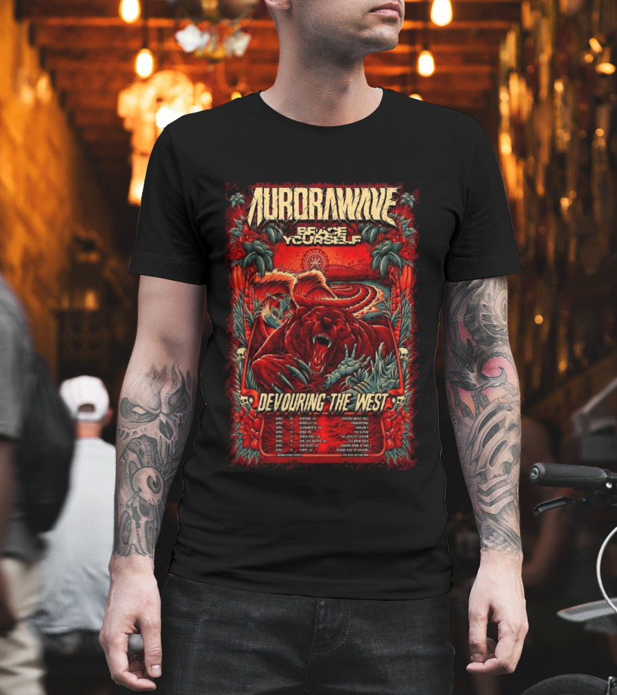 Aurorawave Devouring The West Tour 2026 West Coast Dates Venture Ventura April T-Shirt