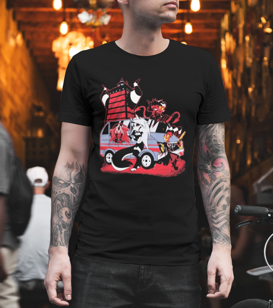 Hazbin Hotel Characters and IMP Van T-Shirt
