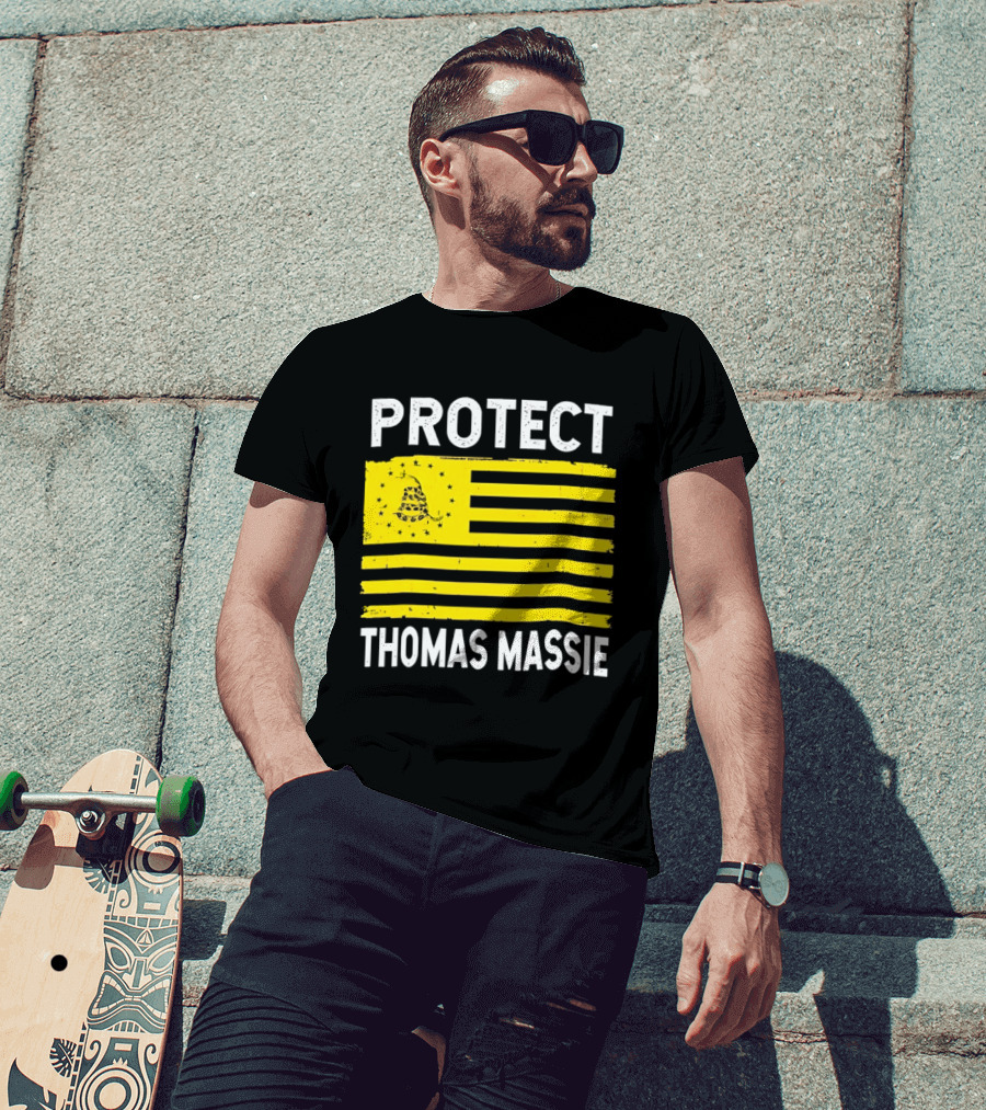 Protect Thomas Massie Gadsden Flag Yellow T-Shirt