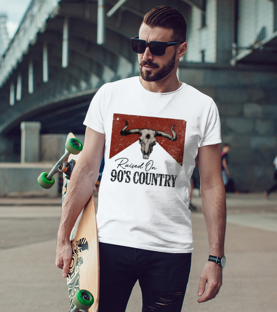 Bull Skull Marlboro Raised On 90's Country T-Shirt