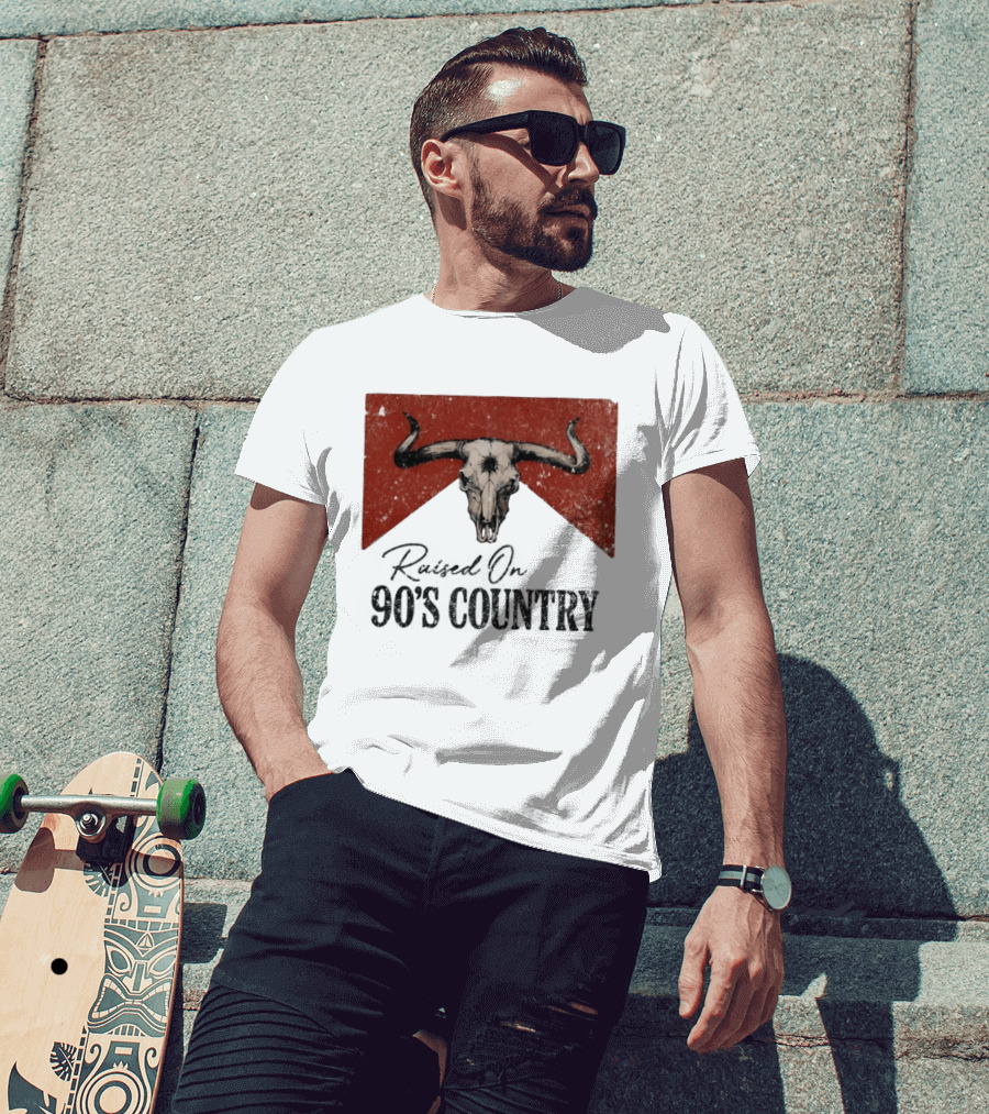 Bull Skull Marlboro Raised On 90's Country T-Shirt