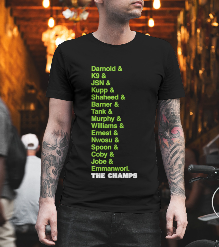 Bamold PG JSN Hugz Seattle Seahawks Champs List Bennet Murphy Williams Emanwori Football T-Shirt