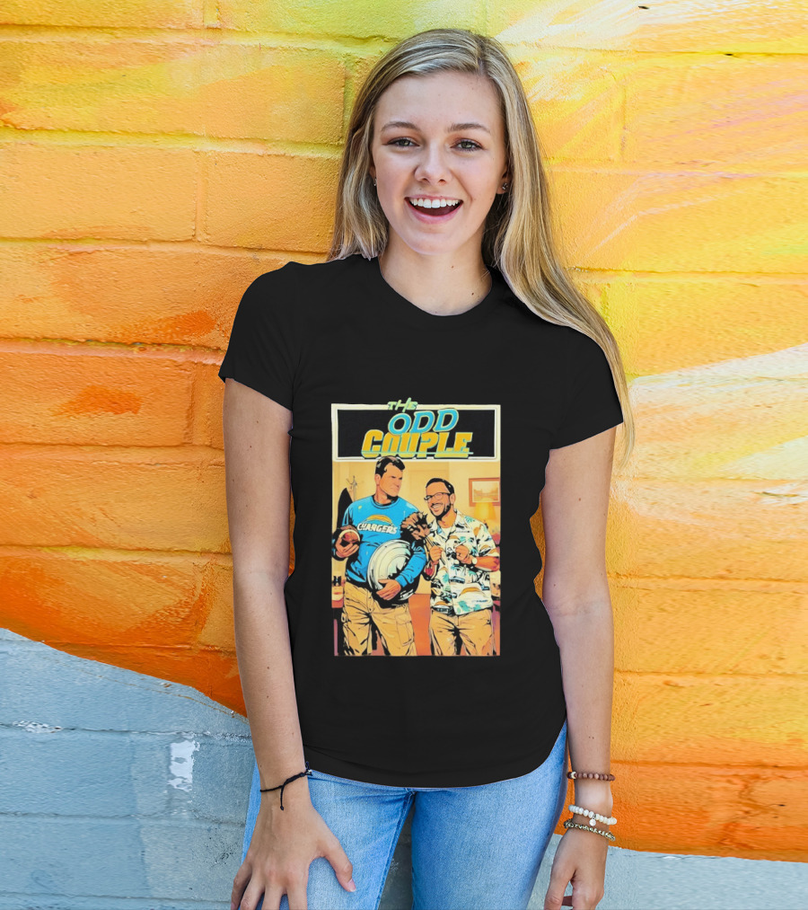 The Odd Couple Chargers Jim Harbaugh Ben Herbert Vintage Sports Comedy T-Shirt