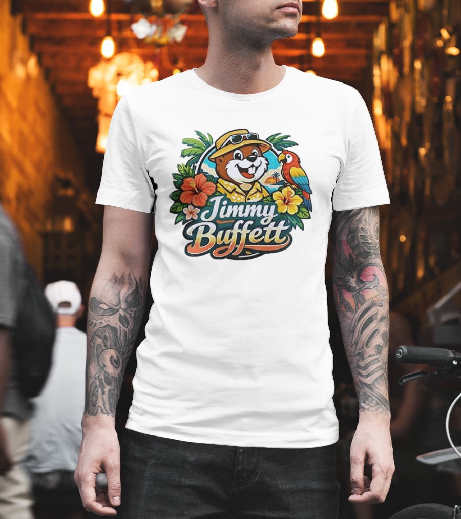 Jimmy Buffett Buc ee's Tropical Parrot Hibiscus Island Vibes T-Shirt