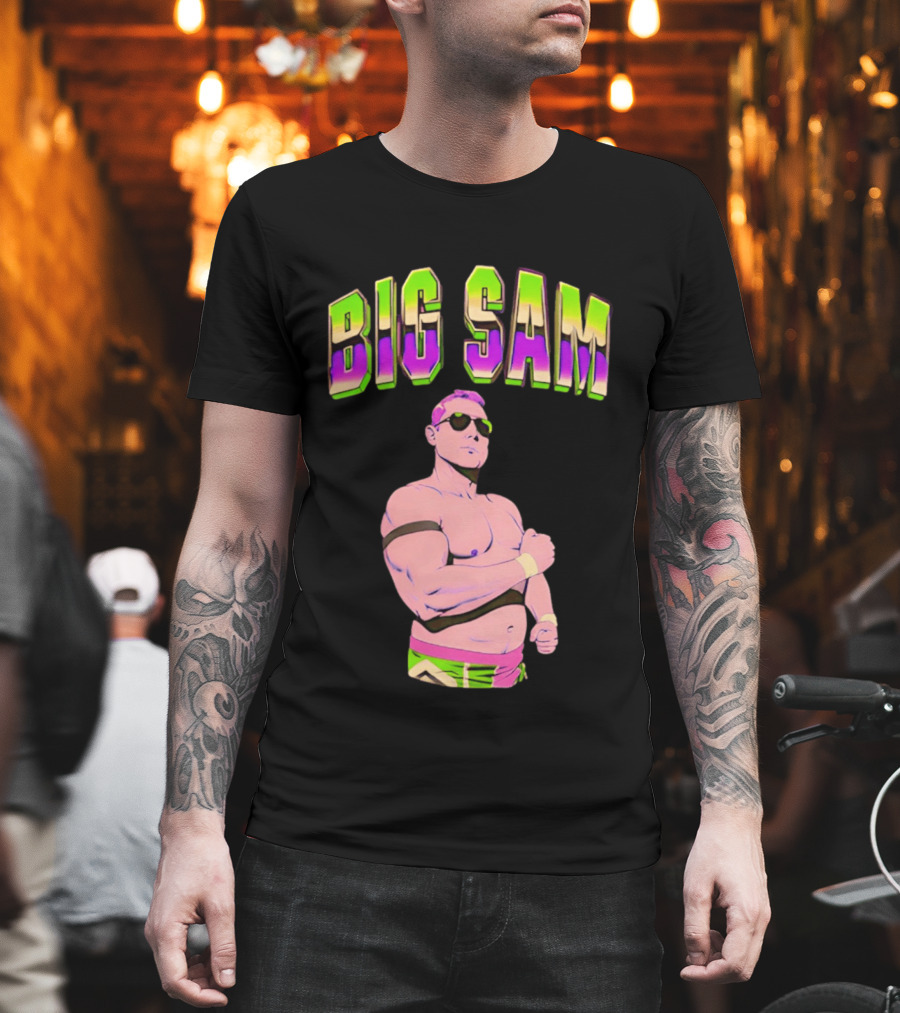 Big Sam Neon Aviators and Attitude Wrestling T-Shirt