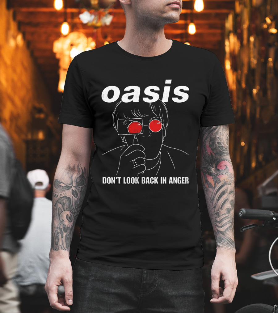Oasis Don't Look Back In Anger Red Sunglasses T-Shirt