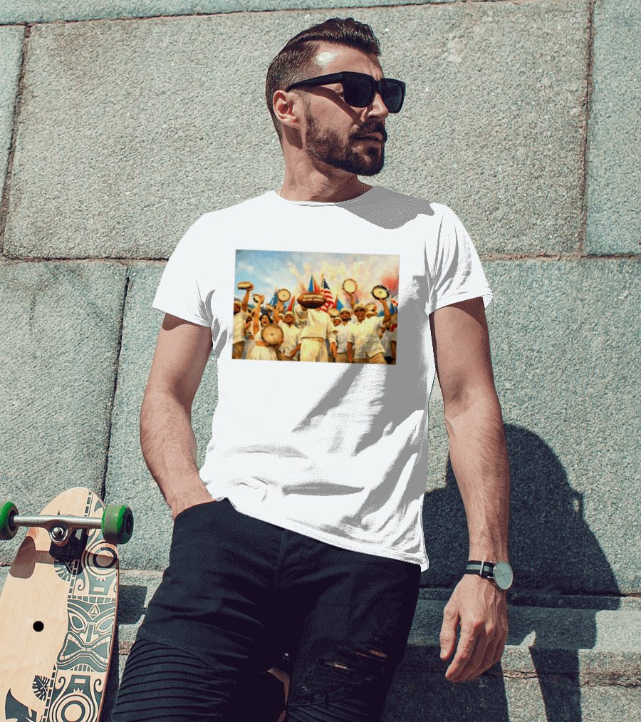 Together We Are America Tambourine Celebration With Flags And Diverse Group Unity T-Shirt