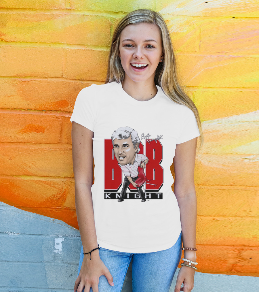 Bob Knight Chair Throw Caricature Signature Red Chair T-Shirt
