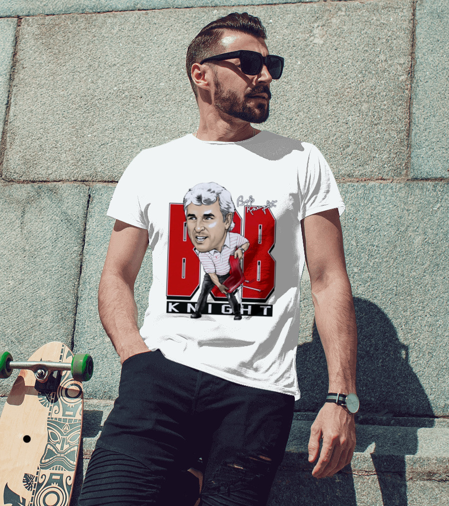 Bob Knight Chair Throw Caricature Signature Red Chair T-Shirt