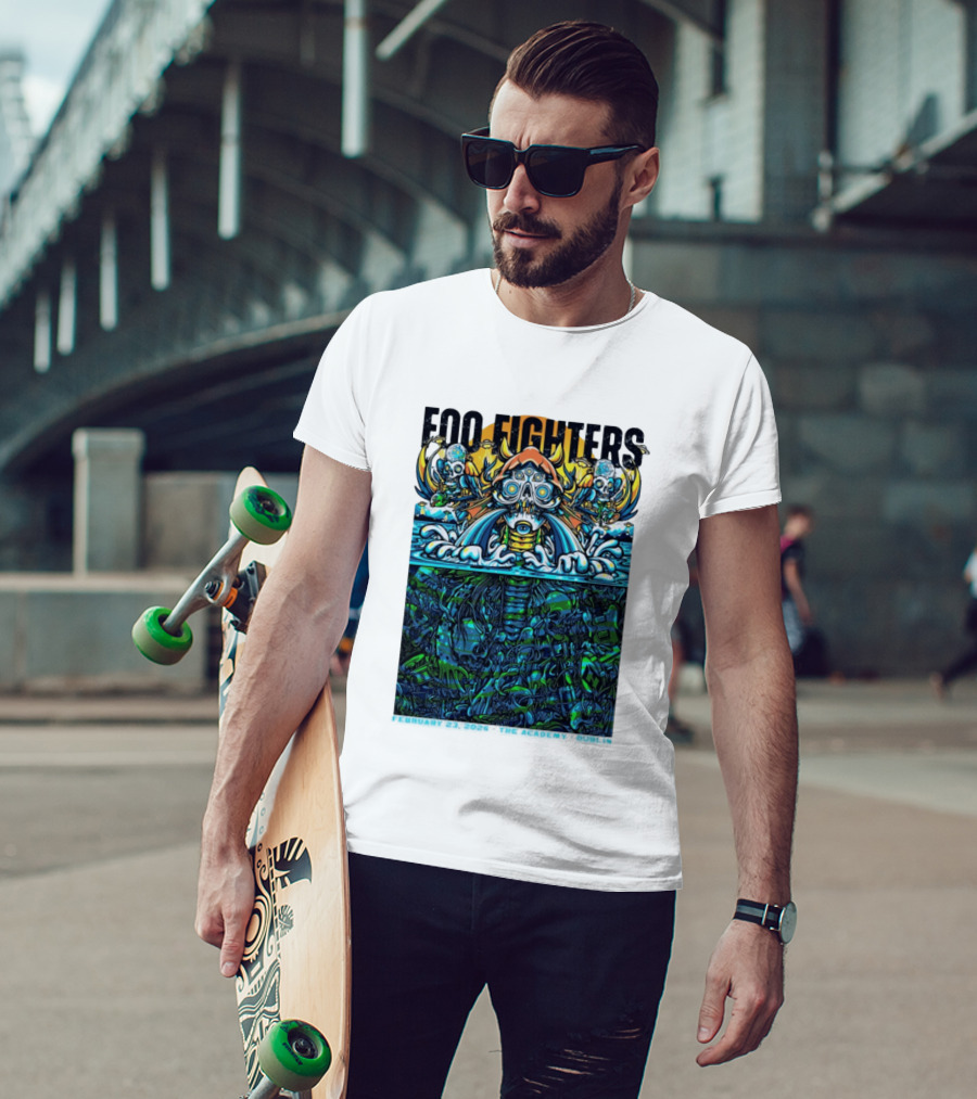 Foo Fighters Dublin 2026 Concert February 23 The Academy Venue Underwater Skeleton T-Shirt