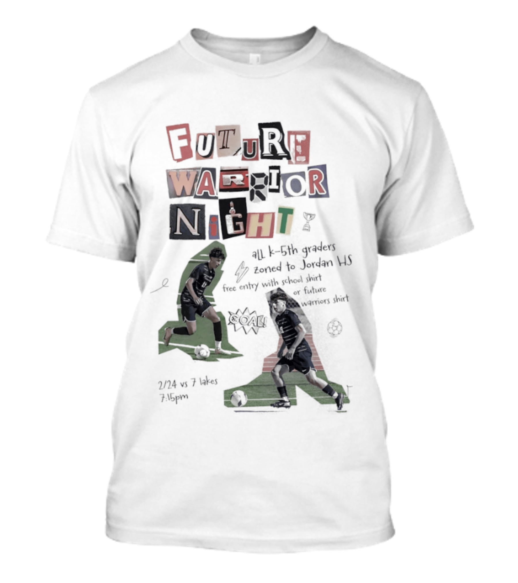 Future Warrior Night 5th Graders Zoned To Jordan HS Soccer Event Sports T-Shirt