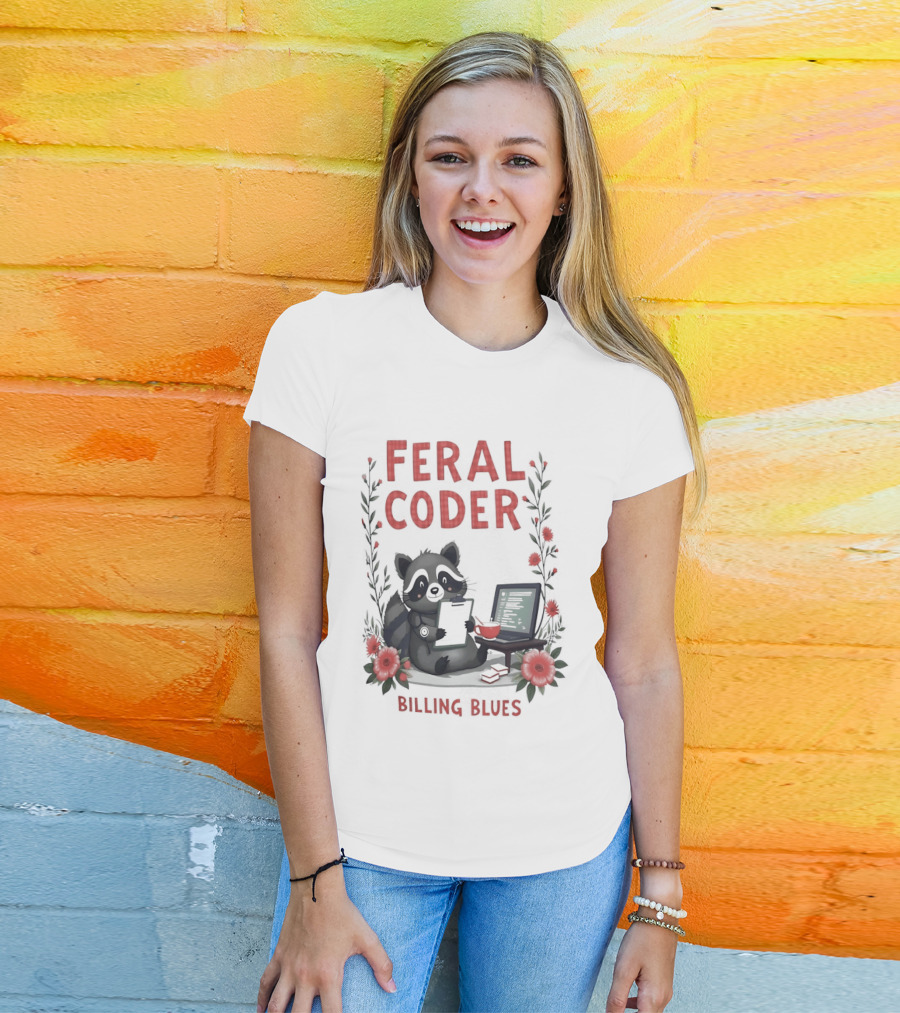 Feral Coder Raccoon Billing Blues T-Shirt