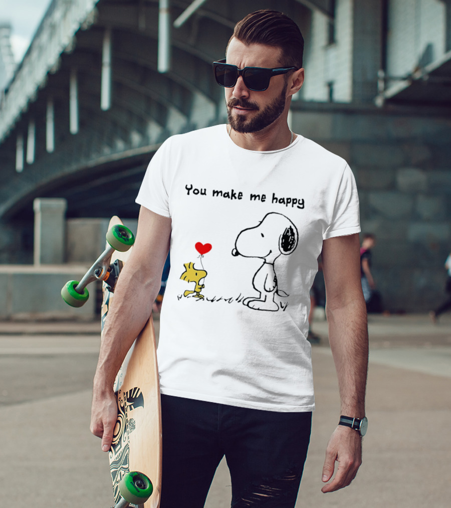 Snoopy Woodstock You Make Me Happy Heart Balloon T-Shirt