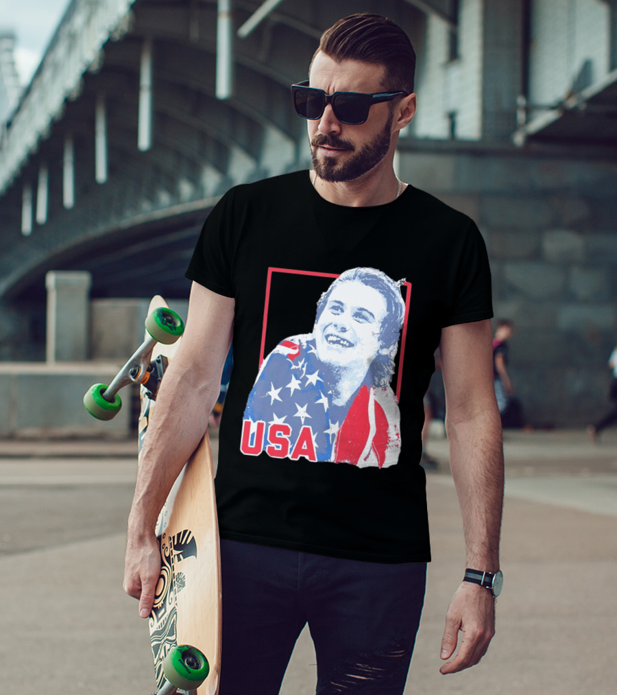 Jack Hughes USA Flag 2026 Hockey T-Shirt