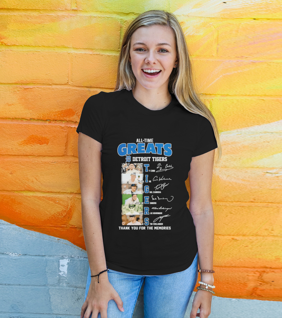 All Time Detroit Tigers Greats Legends Signatures Thank You For The Memories T-Shirt