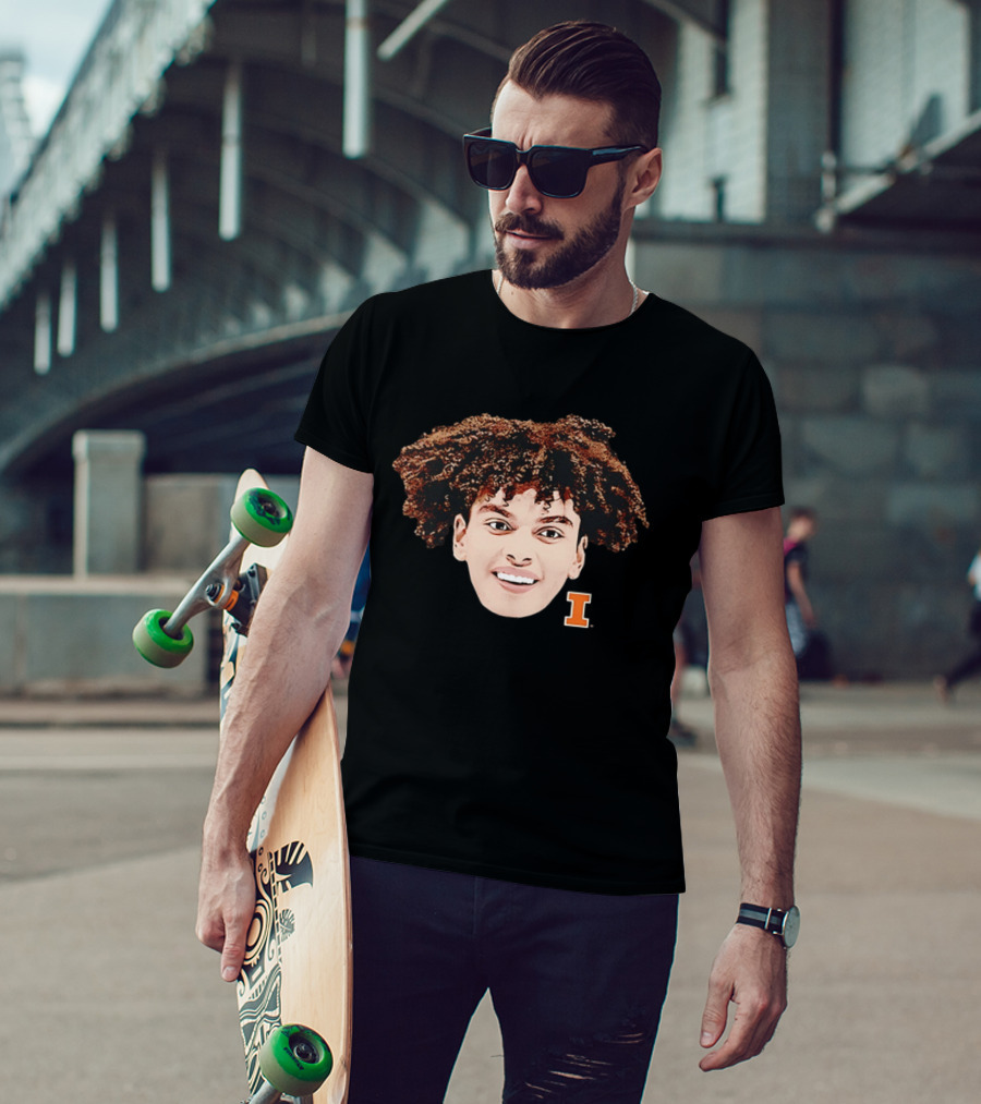 Keaton Wagler Big Face Illinois Fighting Illini Basketball Fan T-Shirt