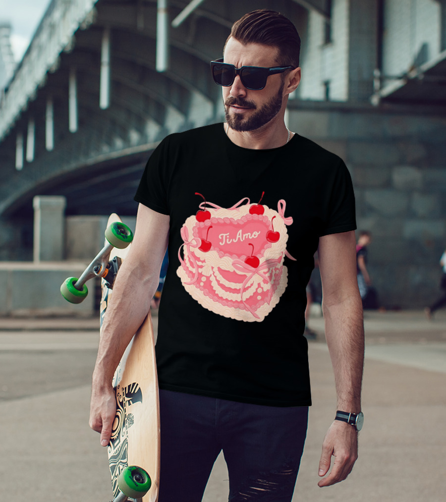 Ti Amo Heart Cake With Cherries And Bows T-Shirt